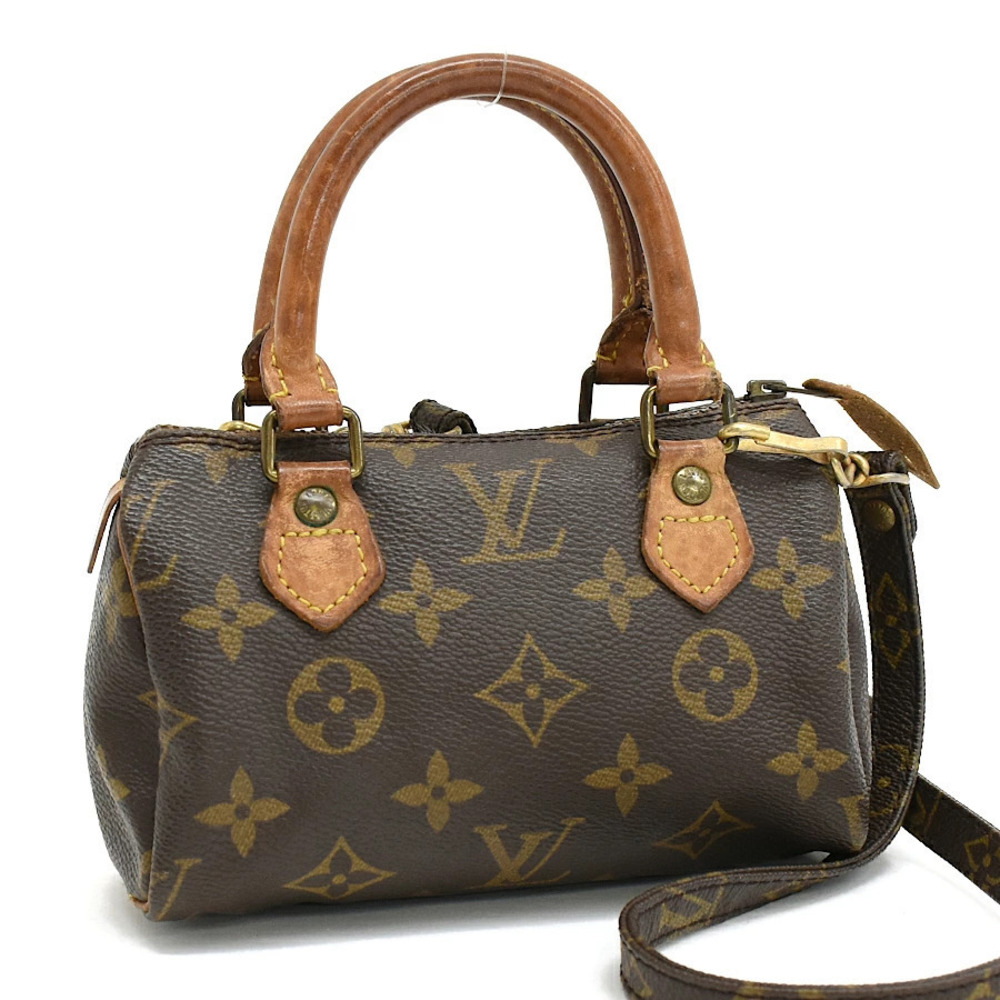 Louis Vuitton Speedy handbag strap Monogram canvas leather brown